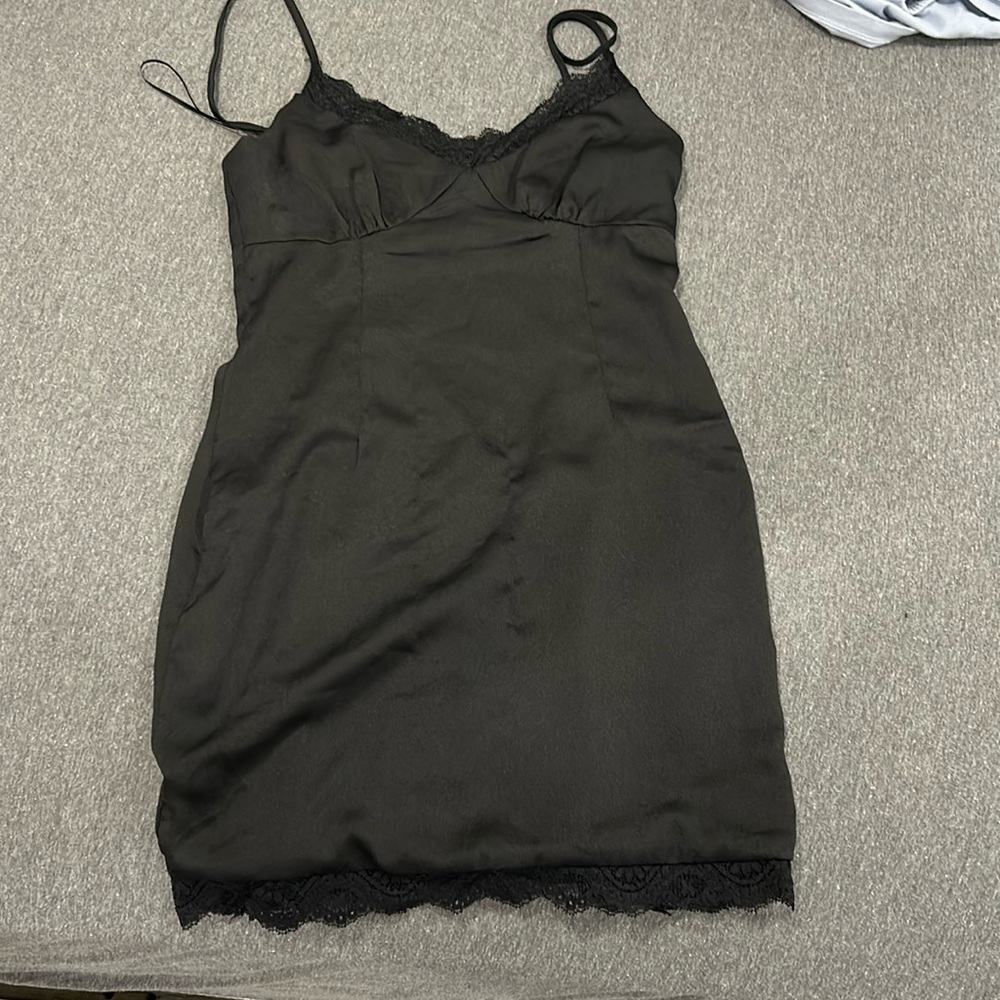 Princess Polly - Black Mini Dress w Lace Trim - Size US 2